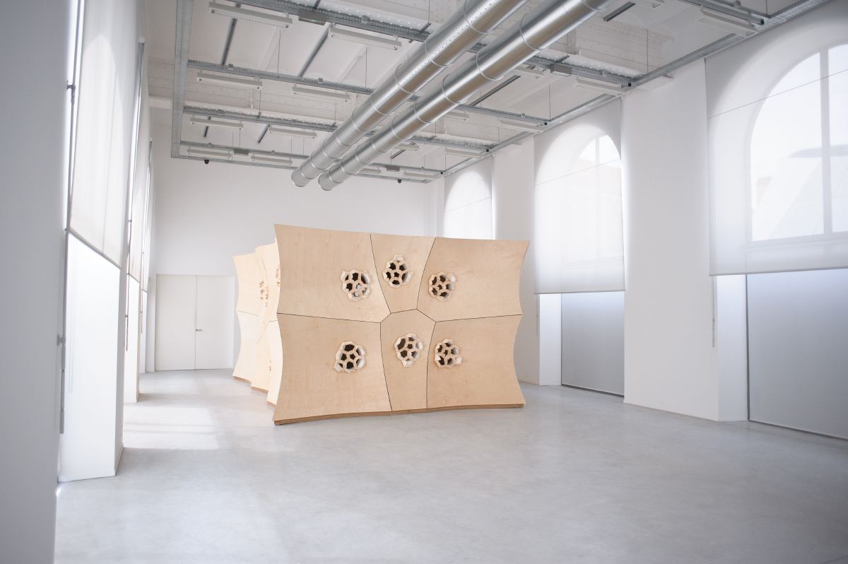 HygroSkin: Meteorosensitive Pavilion: Pavilion in the FRAC Centre gallery