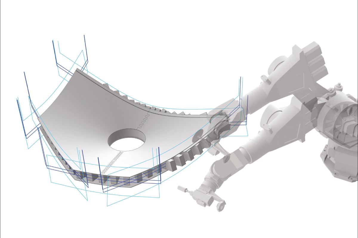 HygroSkin: Meteorosensitive Pavilion: Simulation of the robotic fabrication of a module