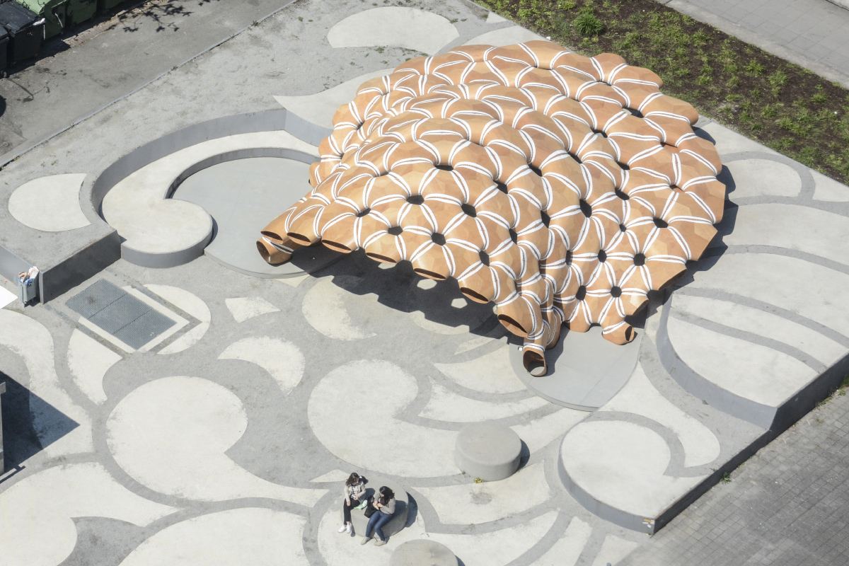 ICD/ITKE Research Pavilion 2015–16: Aerial view of the pavilion on the campus