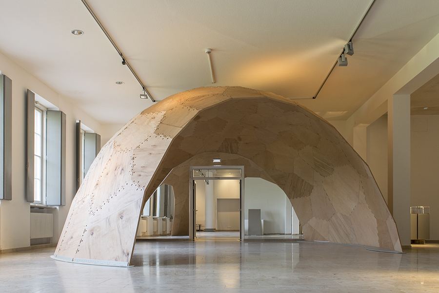 Segmented Timber Shell: Shell spanning the museum hall
